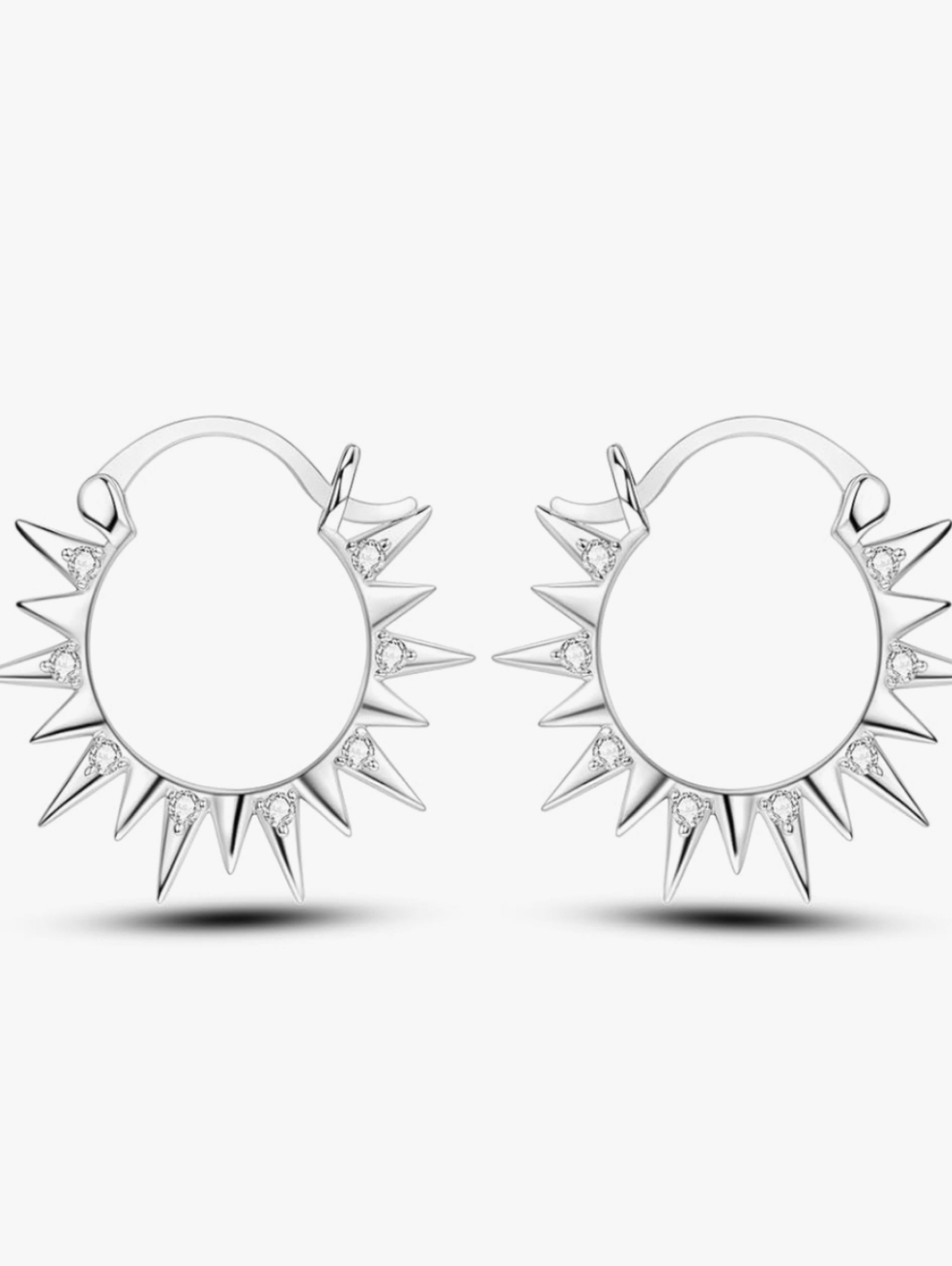 Macy's Polished Silver Sunburst Hoop Earrings